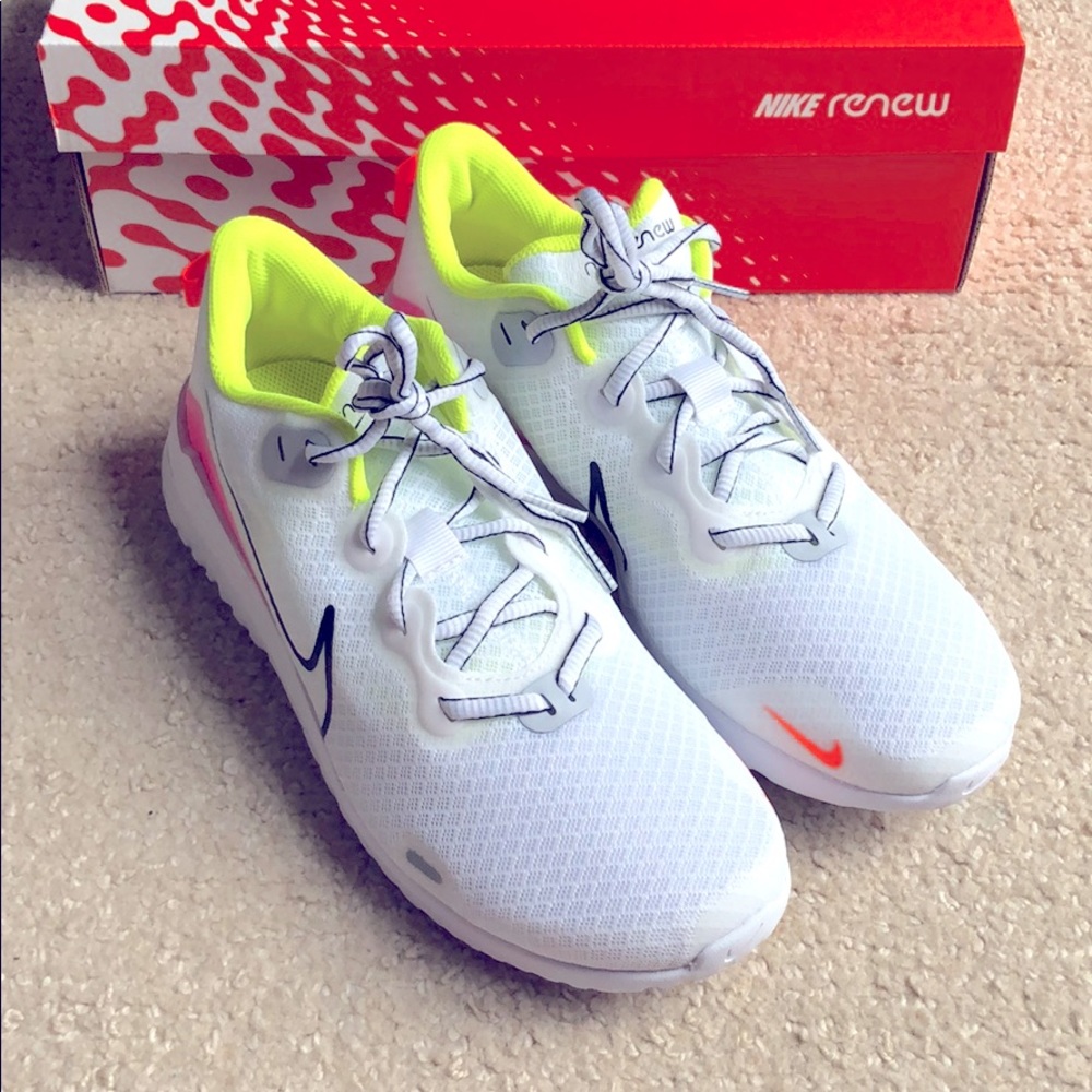 Nike renew white running shoes